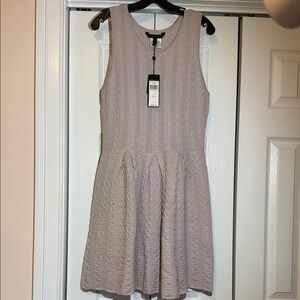 BCBGMaxAzria Sleeveless Cable-Knit Skater Dress - Blush Taupe